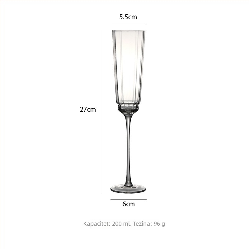 Čaša za šampanjac i crveno vino s vertikalnim uzorkom, moderni minimalistički dizajn, 201-300 ml
