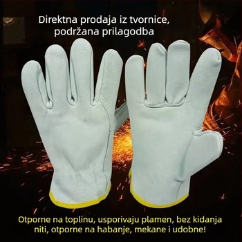 Prave ovčje kožne rukavice za zavarivanje – otporne na habanje, zaštita od opeklina, toplinska izolacija, mekane, trajne, kratka manžeta