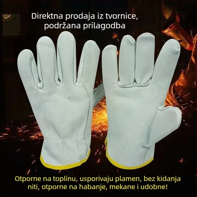 Prave ovčje kožne rukavice za zavarivanje – otporne na habanje, zaštita od opeklina, toplinska izolacija, mekane, trajne, kratka manžeta