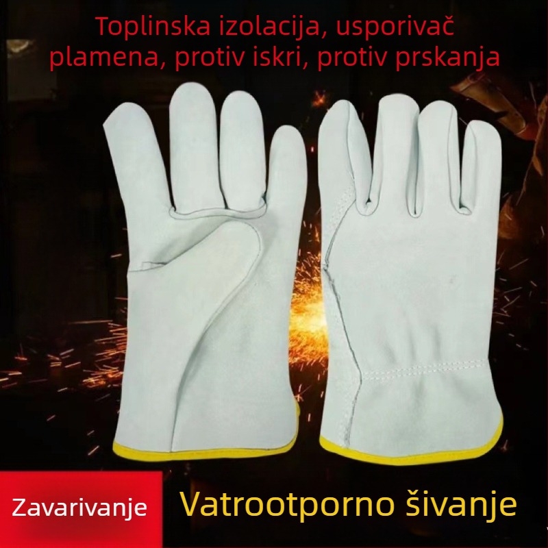 Prave ovčje kožne rukavice za zavarivanje – otporne na habanje, zaštita od opeklina, toplinska izolacija, mekane, trajne, kratka manžeta