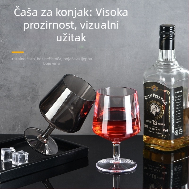 Plastična čaša za crveno vino u europskom stilu, kućna barska čaša za brandy i whisky, s kratkom nogom