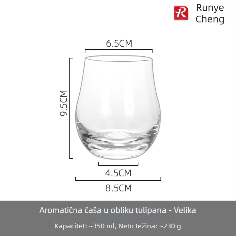 Staklena čaša za degustaciju viskija, aromatična čaša, japanski minimalistički oblik školjke, talijanski tulipan stil