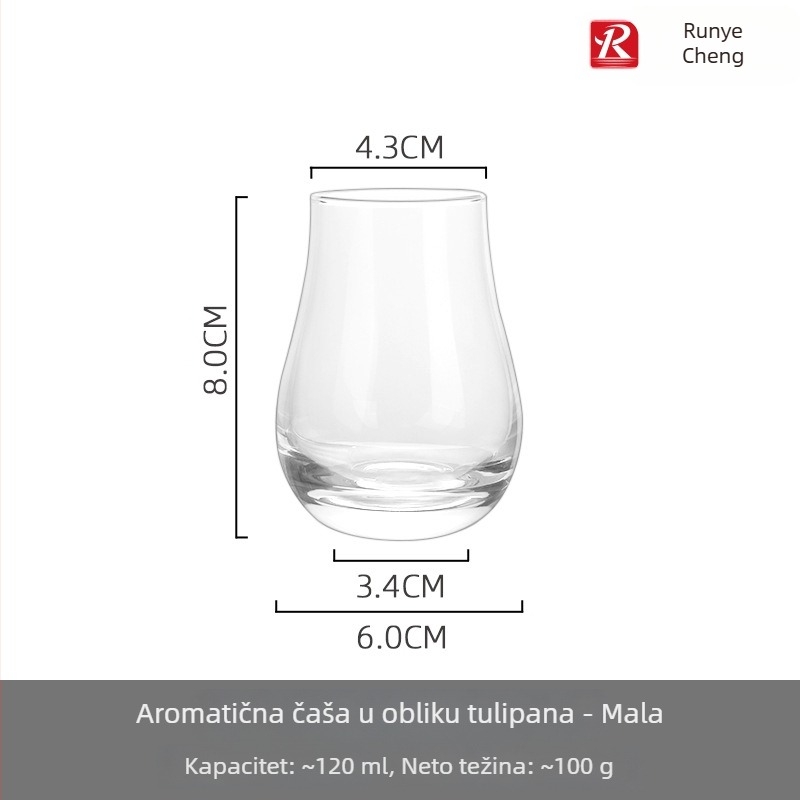 Staklena čaša za degustaciju viskija, aromatična čaša, japanski minimalistički oblik školjke, talijanski tulipan stil