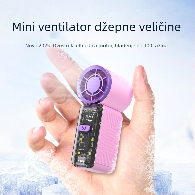 2026 novi prenosni prozirni ventilator za stolno i ručno korištenje, hlađenje, visok estetski dojam