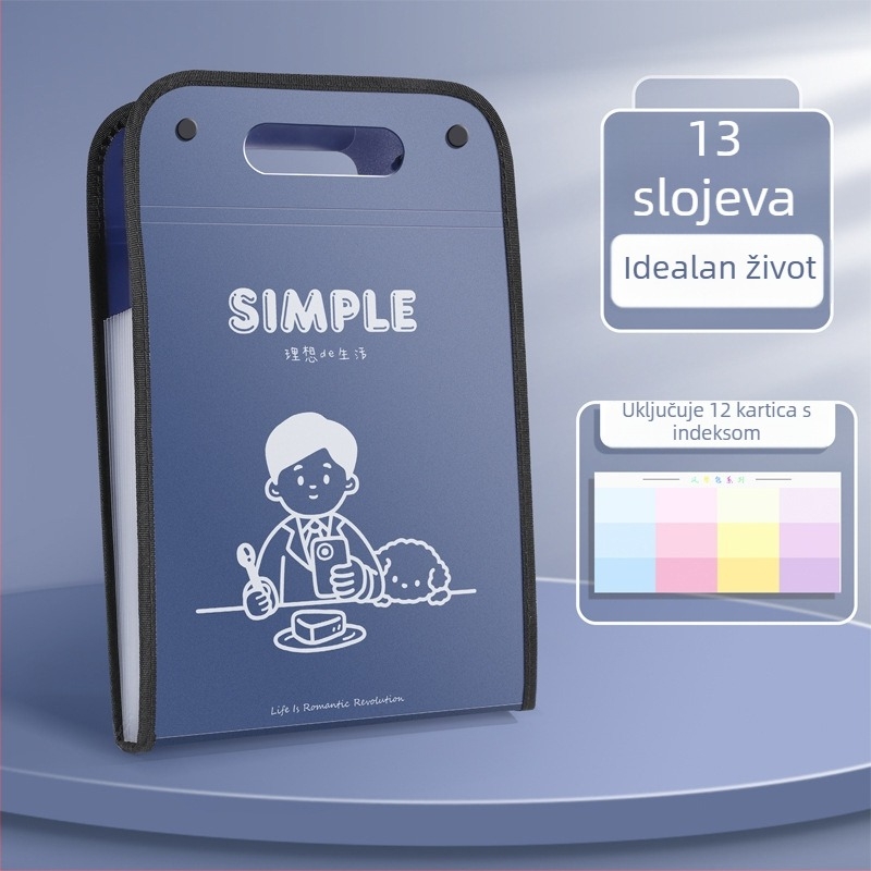 A4 organizator dokumenata velike kapacitete, 13 odjeljaka, vertikalni akordeonski organizator za dokumente i ispite