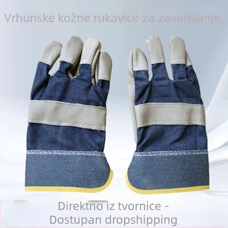 Kratke rukavice za zavarivanje od kože prvog sloja, otporne na habanje i zaštita od opeklina.