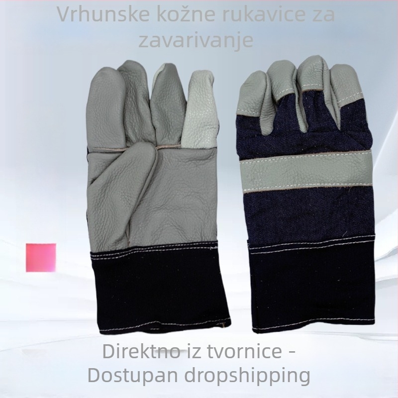 Kratke rukavice za zavarivanje od kože prvog sloja, otporne na habanje i zaštita od opeklina.
