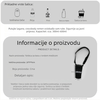 Kaixiu crossbody torba za vodu sa izoliranim zaštitnim kućištem za čašu i termos