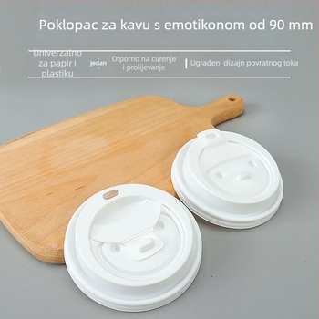 Jednokratna kapica za kavu promjera 90 mm s osmijehom, nepropusna za tople napitke za ponijeti