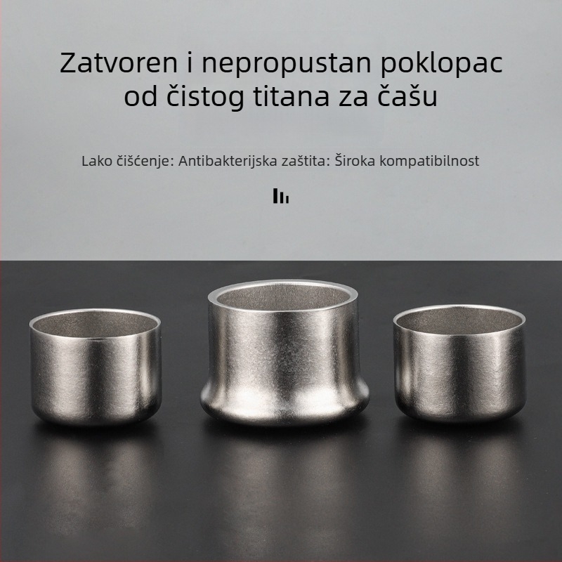 Poklopac za čašu od čistog titana — antibakterijski, održava svježinu, za izravno ispijanje, kompaktan i prijenosan