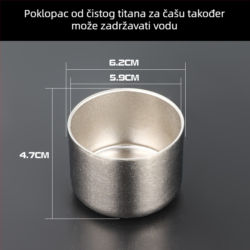 Poklopac za čašu od čistog titana — antibakterijski, održava svježinu, za izravno ispijanje, kompaktan i prijenosan