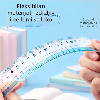Hobi set ravnala s milimetarskom skalom, veliko digitalno ravnalo, četverodijelni set s ravnalima od 15 cm, 18 cm i 20 cm, trokutasto ravnalo i kutomjer.