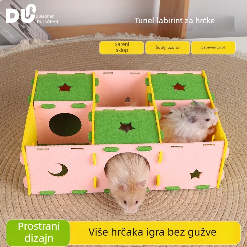 Ljetni novi model za hrčke i morčad: labirint s tunelom, skrovište i igralište – integrirano gnijezdo za spavanje