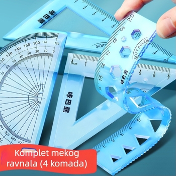 Mesibo Geometrijski alat 4-dijelni set: 20 cm ravnalo, kutomjer, fleksibilno ravnalo i trokut