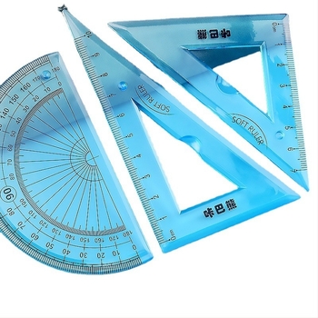 Mesibo Geometrijski alat 4-dijelni set: 20 cm ravnalo, kutomjer, fleksibilno ravnalo i trokut