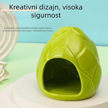Keramičko gnijezdo za hrčka s dizajnom Panda u nacionalnom stilu, serija svježeg zelenog bambusa, keramička boca za vodu, zdjela od bambusa, gnijezdo od bambusa