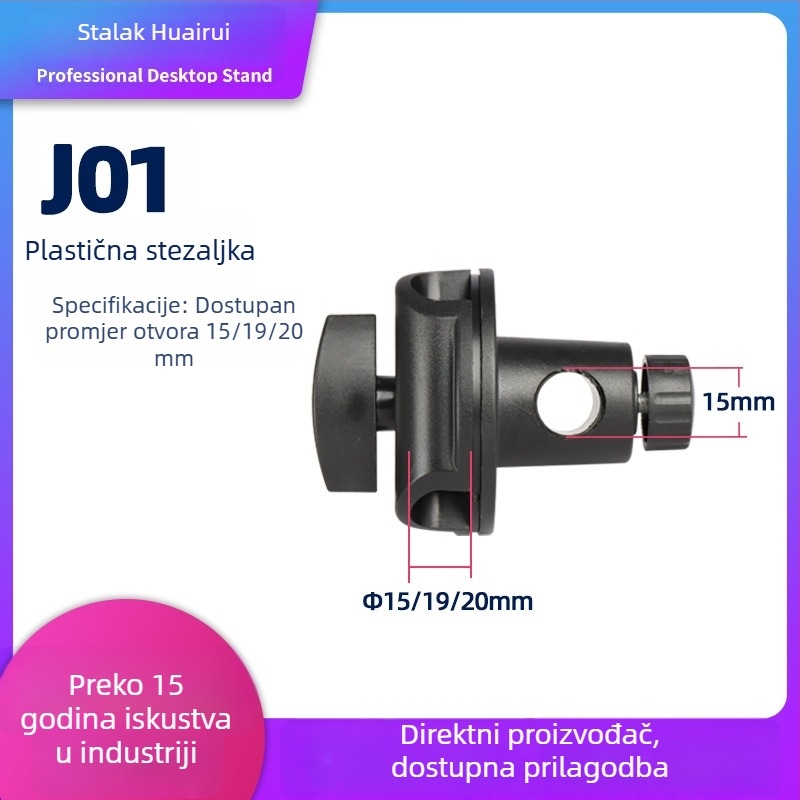 Podni stalak za live streaming s križnim mikrofonskim štandom, plastična univerzalna stezaljka, pričvrsna pločica i produžni nosač