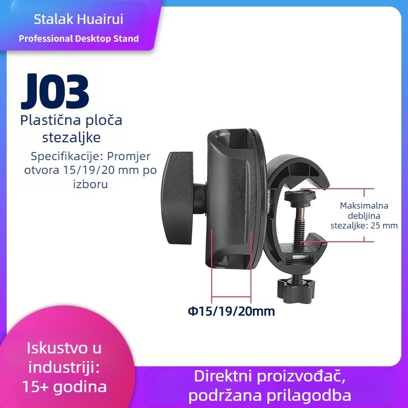 Podni stalak za live streaming s križnim mikrofonskim štandom, plastična univerzalna stezaljka, pričvrsna pločica i produžni nosač