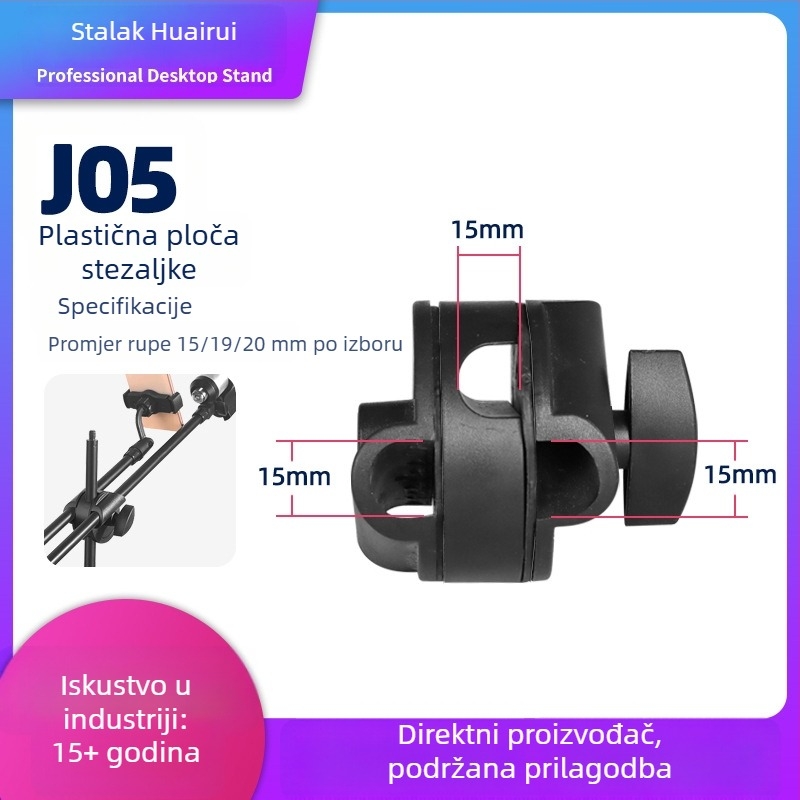 Podni stalak za live streaming s križnim mikrofonskim štandom, plastična univerzalna stezaljka, pričvrsna pločica i produžni nosač