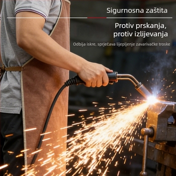 Dvoslojni kožni prednji dio za zavarivanje od teleće kože, toplinska izolacija, zaštita od opeklina i iskri, plamenoodbojno zaštitno odijelo za zavarivače
