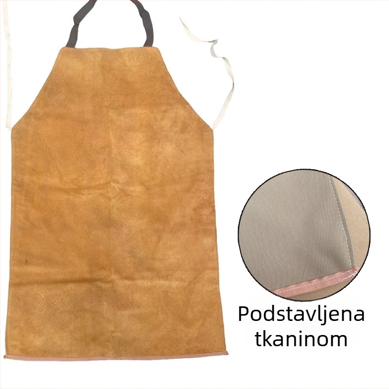 Dvoslojni kožni prednji dio za zavarivanje od teleće kože, toplinska izolacija, zaštita od opeklina i iskri, plamenoodbojno zaštitno odijelo za zavarivače