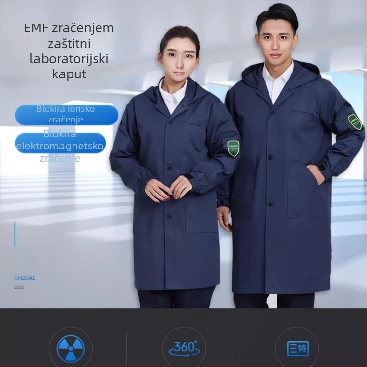 Jakna od vlakna s metalnim vlaknom i zaštitom od elektromagnetnog zračenja, radna odjeća, zaštita od zračenja, antistatična odjeća protiv elektromagnetnih valova, srednje duga jakna