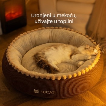 Otvoreno okruglo gnijezdo za mačke i manje do srednje veličine pse, debeli topli zimski ležaj