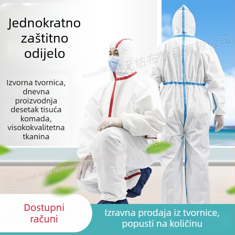Jednokratna zaštitna kombinezon s kapuljom, prozračna membrana netkane tkanine, zaštita od prašine i antiepidemijska zaštita