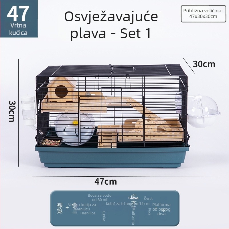 Metalni dvokatni kavez za hamster, model 47, velika kućica u stilu vile, pogodna za sve sezone
