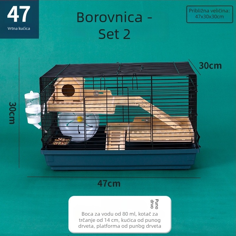 Metalni dvokatni kavez za hamster, model 47, velika kućica u stilu vile, pogodna za sve sezone