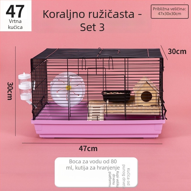 Metalni dvokatni kavez za hamster, model 47, velika kućica u stilu vile, pogodna za sve sezone