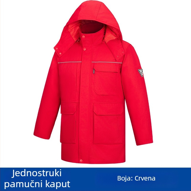 Muški zimski antistatički radni kaput od pamuka, vodootporan, srednje duljine, zaštita od hladnoće.