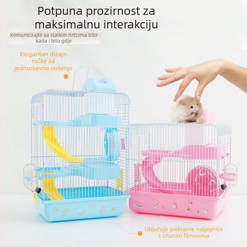 Metalni kavez za hamstere s dvostrukom namjenom, velika dvokatna luksuzna vila za zlatne hamstere