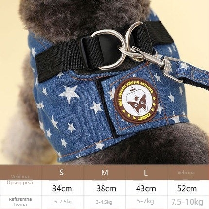 Denim set kaiša i harnasa za pse