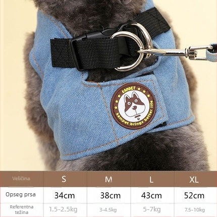 Denim set kaiša i harnasa za pse
