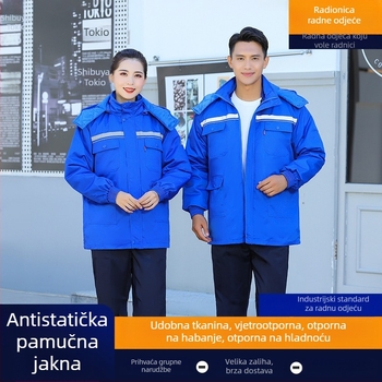 Zaštitni pamučni kaput za električare s reflektirajućim trakama, dugi zimski radni kaput za radionicu, anti-statistički i pojačani