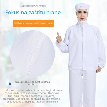 Antistatičko radno odijelo s kapuljačom za prehrambenu industriju, odvlaži vlagu, jednostavno za pranje, dugi rukav s logom