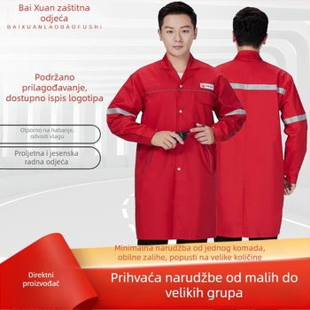 Novi stil anti-statični crveni dugi radni kaput od poliester-pamučne mreže, za muškarce i žene, pogodna za rafinerije i petrohemijsku industriju