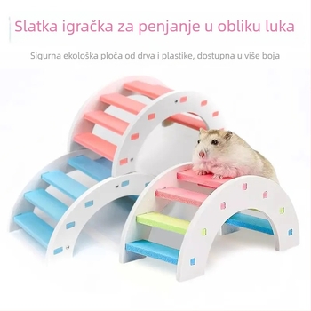 Zlatni hamster: dugačak most s ljestvicom za penjanje i luk – drvena ekološka pločica za kavez