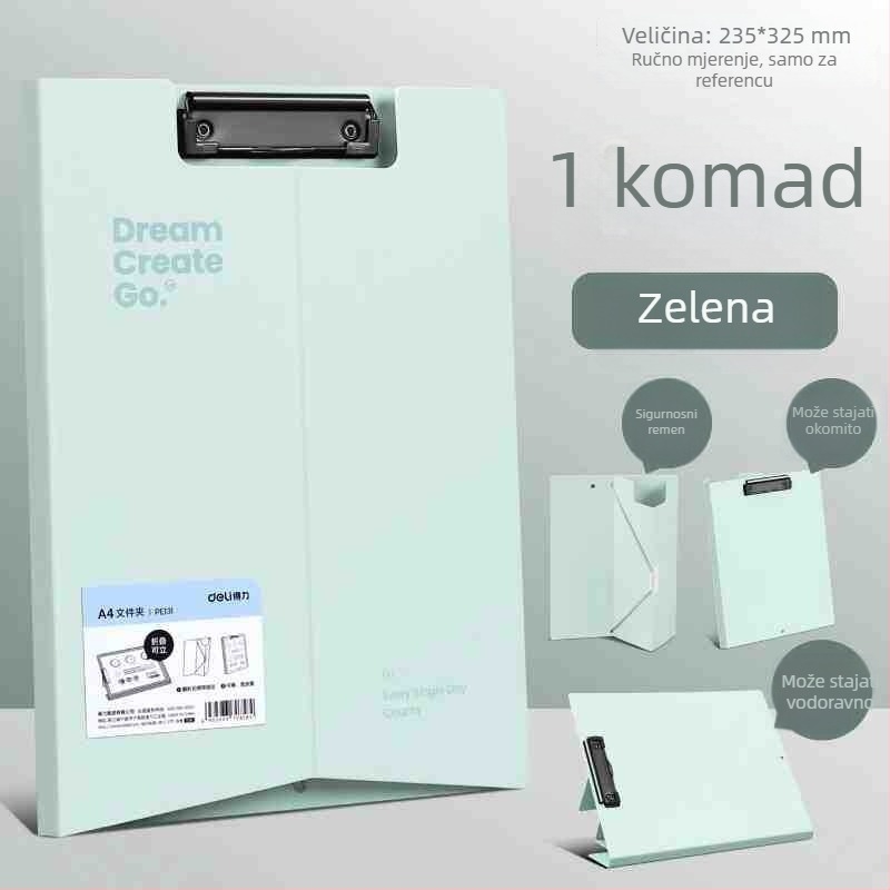 Deli PE131 Stalna A4 mapa s klipom za pisanje i sklopivim klipom za pohranu
