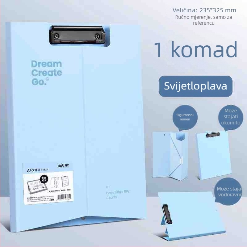 Deli PE131 Stalna A4 mapa s klipom za pisanje i sklopivim klipom za pohranu