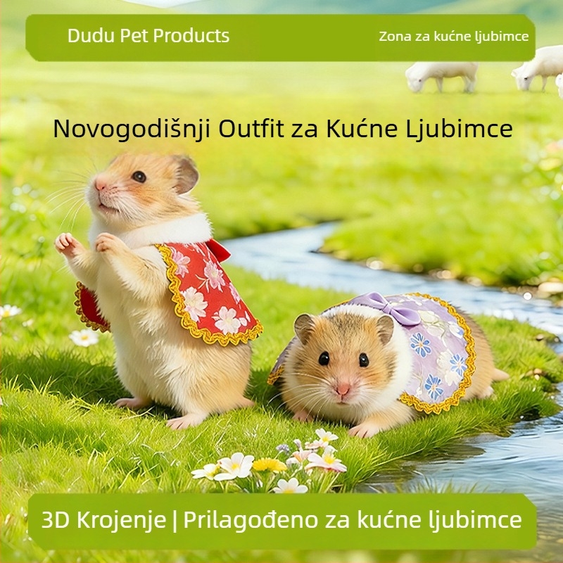 Odjeća za kućne ljubimce, igračke za hrčke, odjeća za male kućne ljubimce, Tang stil kostim za zlatnog hrčka, kapa za papagaja, pamukni ogrtač.