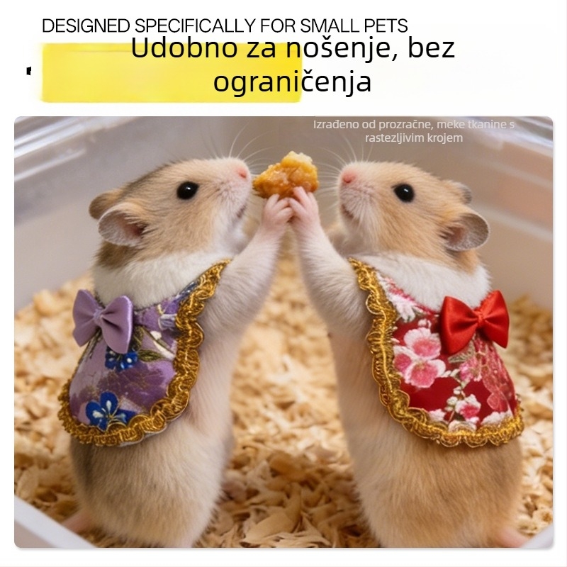 Odjeća za kućne ljubimce, igračke za hrčke, odjeća za male kućne ljubimce, Tang stil kostim za zlatnog hrčka, kapa za papagaja, pamukni ogrtač.
