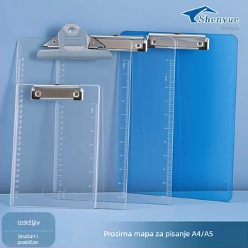Prozirni plastični clipboard A4 s površinom za pisanje — uredski pribor za sastanke i ispite