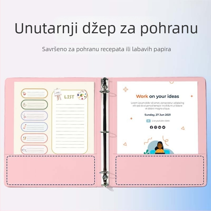 A4 PP organizator za dokumente s umetnutim stranicama, profesionalni fascikl, prilagodljiv