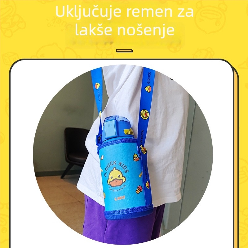 Little Yellow Duck Dječji termos šalice sa slamkom, od 316 nehrđajućeg čelika, prehrambena klasa