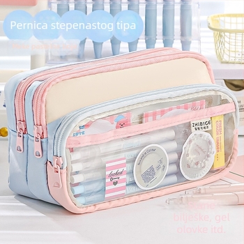 Colorblock o00 pernica, prozirna, s velikim kapacitetom, kreativan višenamjenski dodatak za školu, japanskog stila