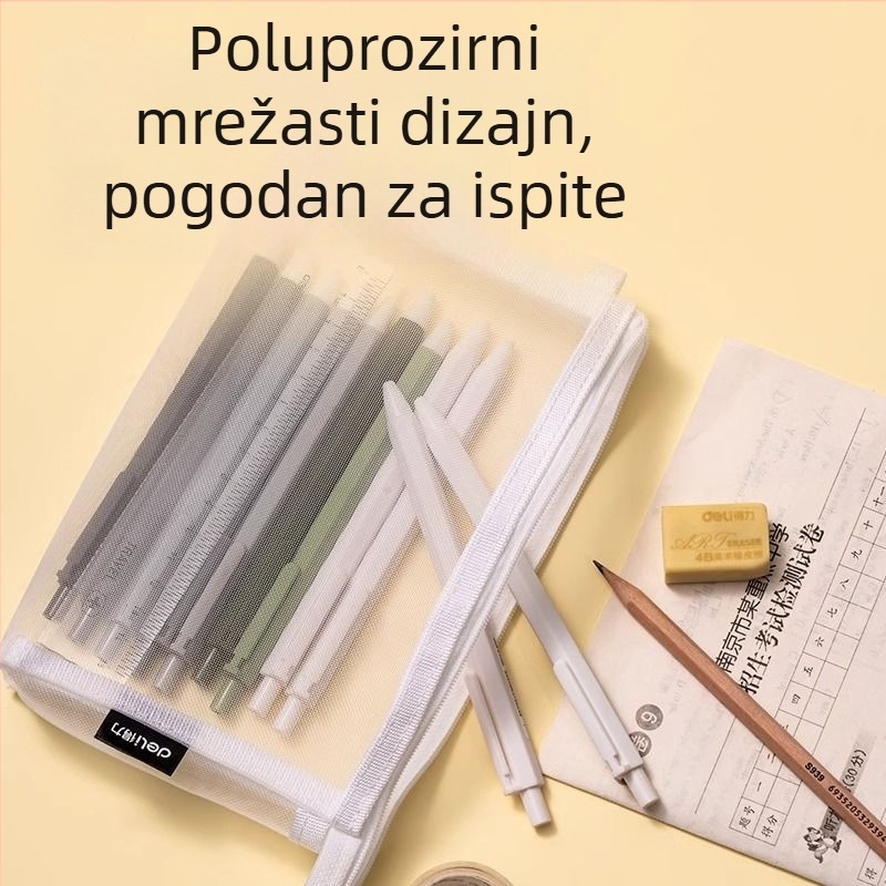 Deli prozirna mrežasta torbica za olovke BC347, za školu i ispite