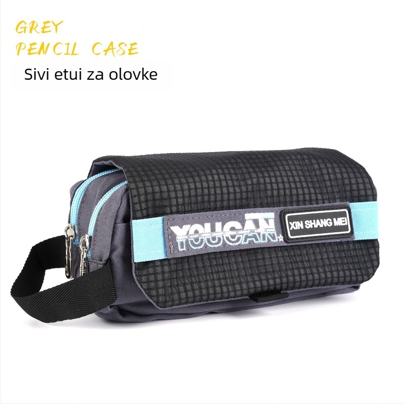 Boyi torbica za olovke velike kapacitete s ručkom, otporna na mrlje, višeslojno pohranjivanje, sportski stil, za učenike srednje škole i gimnazije