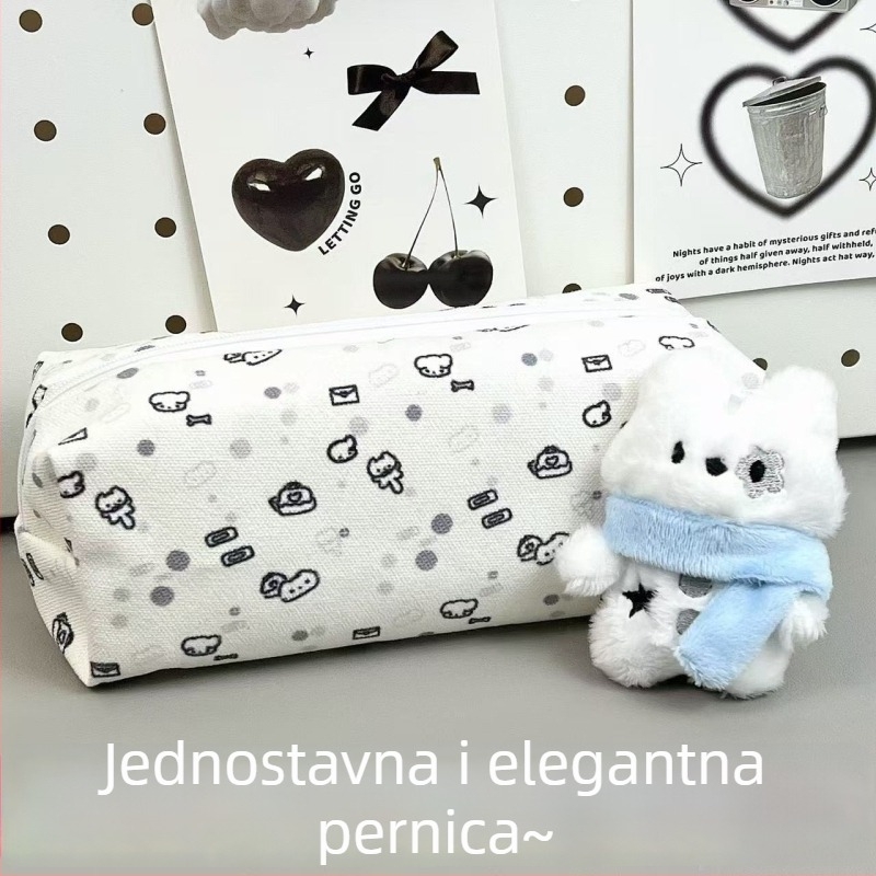 Pernica s konturama mačke – slatka, minimalistička, velika kapaciteta, višenamjenski organizator školskih potrepština za djevojčice i učenice